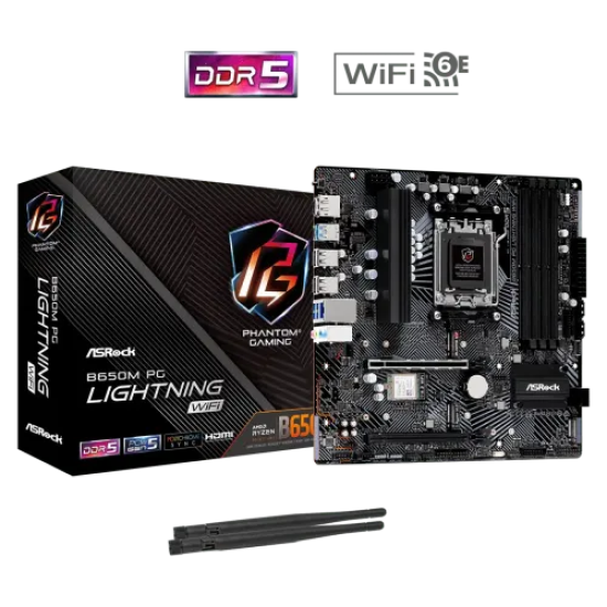 ASRock B650M PG Lightning WiFi AM5 Micro ATX Motherboard
