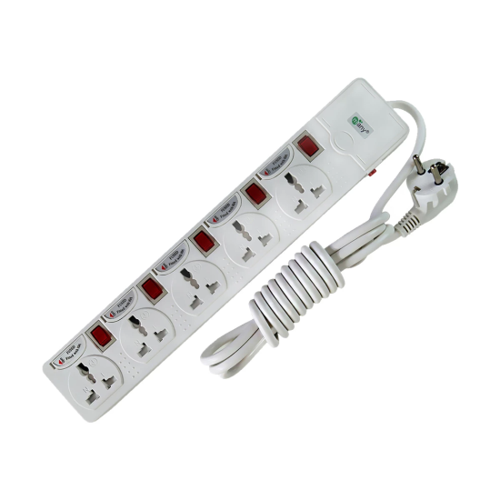  2 Pin 5 Port White Power Strip # MTS-154 (3 Meter)