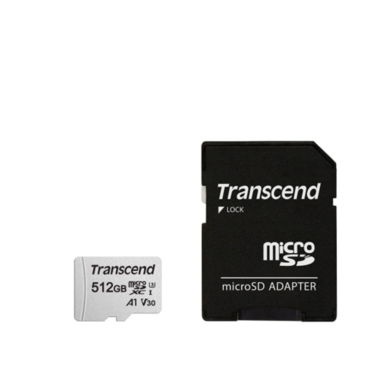 Transcend 512GB 300S UHS-I microSDXC U3A1 Memory Card with Adapter