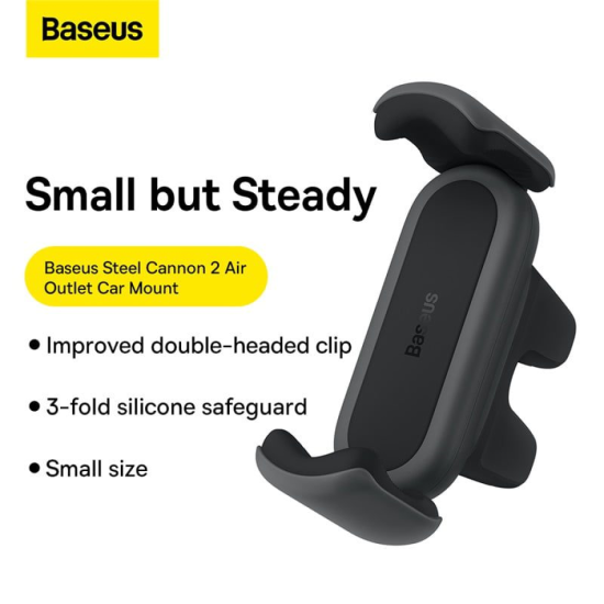 BASEUS Car Mobile Holder Steel Cannon 2 Air Outlet Car Mount Spring Clip Mobile Phone Holder