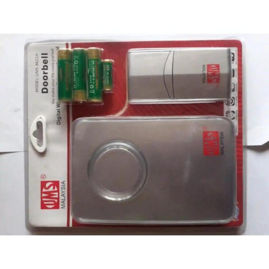 UMS Malaysia Wireless Remote Control Musical Bell Push Calling for home and Office Bellpush Door with Battery