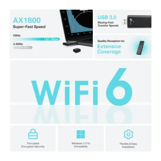TP-Link Archer TX20U AX1800 Dual Band Wi-Fi 6 USB Adapter